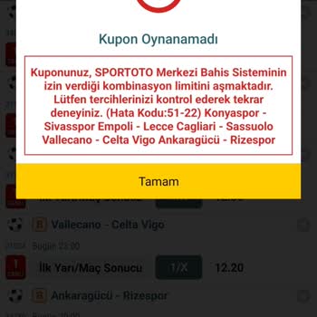 Bilyoner Kupon Limit Sınırlamaları Ve Sistem Zorlukları...
