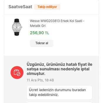 Hepsiburada Yanlış Fiyat Sebebiyle Ürün İptali