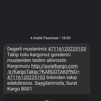 Sürat Kargo Ürünüm Kayboldu Ürün Aktarmada Kaldı