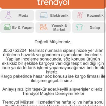 Trendyol Ürünüm Eksik Geldi