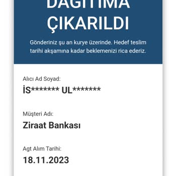 AGT Kurye Firmasının Kartımı Teslim Etmeyişi