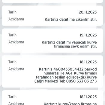 AGT Kurye Firmasının Kartımı Teslim Etmeyişi