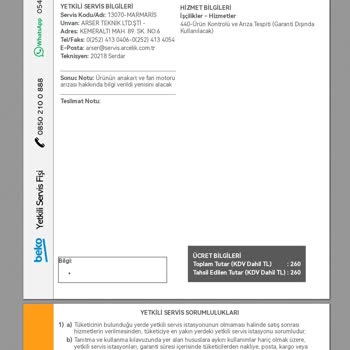 Beko Yetkili Servis İşgüzarlığı.