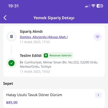 Ürünümün Elime Ulaşılmaması Getirmeyen Getir