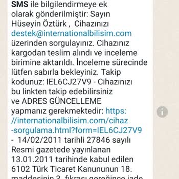 International Bilişim Garanti Altındaki Telefona Yüksek Tamir Ücreti!