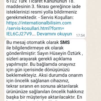 International Bilişim Garanti Altındaki Telefona Yüksek Tamir Ücreti!