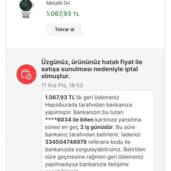 Hepsiburada Yanlış Fiyatlandırma Hatası
