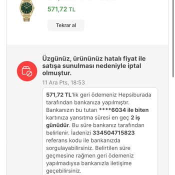 Hepsiburada Yanlış Fiyatlandırma Hatası