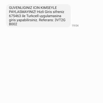 Turkcell Den Gelen Hızlı Giriş Şifresi