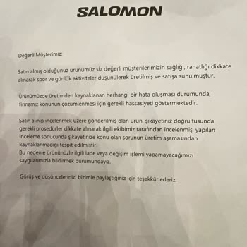 Salomon Garantisi Hayal Kırıklığı.