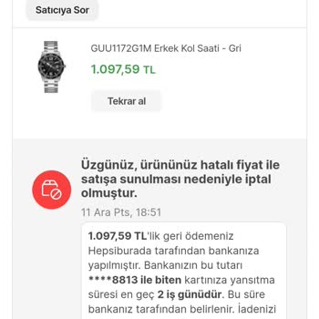 Hepsiburada Ve Saat & Saat'in Sipariş İptali