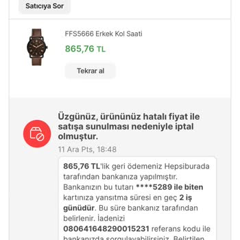 Hepsiburada Yanlış Fiyat Etiketinden Dolayı Ürün İptali