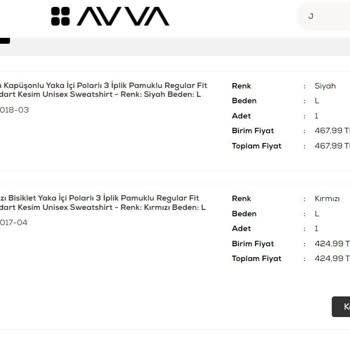 Avva Giyim İnternet Sitesinden Alınan Ürün Ortada Yok