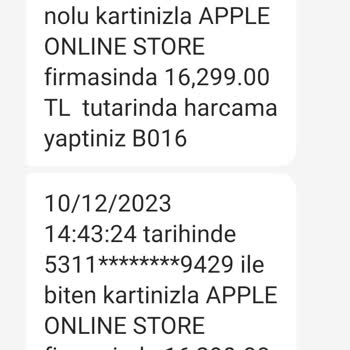 Apple Online Store QNB Finansbak İzinsiz Kredi Kartı Harcaması