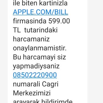 Apple Online Store QNB Finansbak İzinsiz Kredi Kartı Harcaması