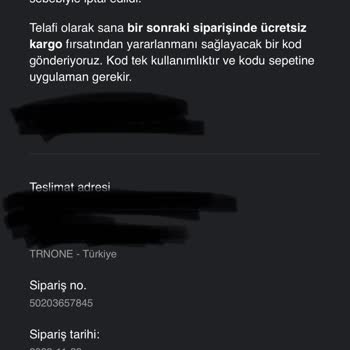 Stradivarius Haksız Yere Sipariş İptali Vermesi