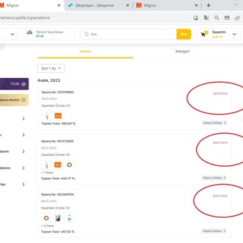 Migros İstediğim Ürünü Bana Satmıyor, Siparişlerim İptal Ediliyor