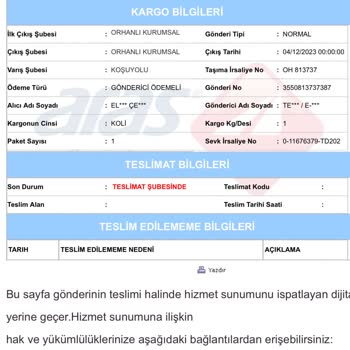 Kadıköy Koşuyolu Aras Kargo Kuryelerinden Şikayetçiyim