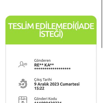 Yurtiçi Kargo-Teslim Edilemedi (iade İsteği)
