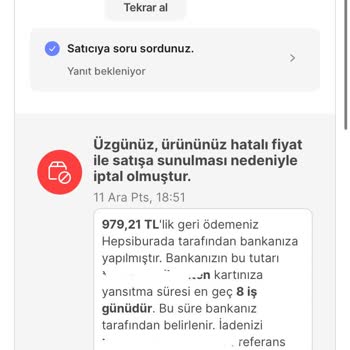Saat & Saat Hepsiburada'nın Hatalı Fiyatı Nedeniyle Sipariş İptali