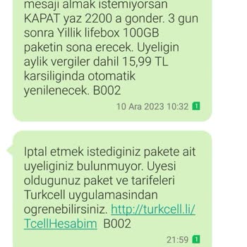 Turkcell Lifebox Abonesi Olmadan Abonelik Yenilemeye Dair SMS Aldım