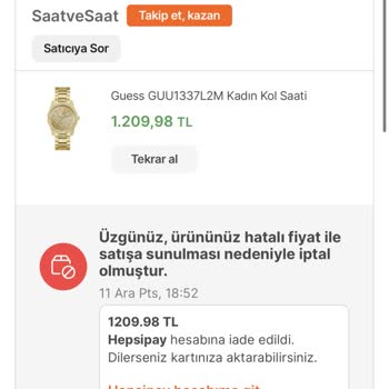 Hepsiburada Da Alınan Saatin İptal Olması