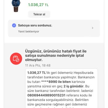Saat Ve Saat/ Hepsiburada Kampanya İptali