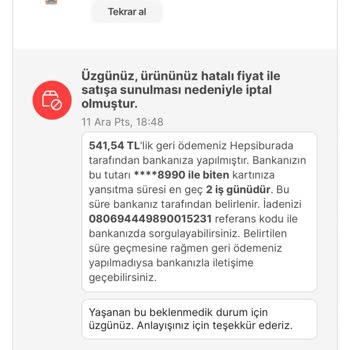 Saat Ve Saat/ Hepsiburada Kampanya İptali