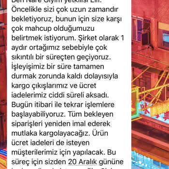 Nare Giyim Giysi Siparişim Gelmedi