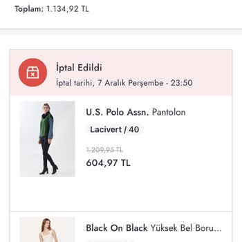 Boyner İptal Ettiğim Siparişlerin Parası İade Edilmedi Bankaya Borçlandım