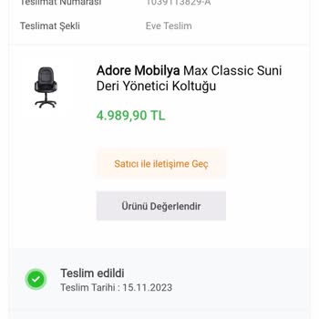 Adore Mobilya Ürün İade Talebi Reddedilmesi