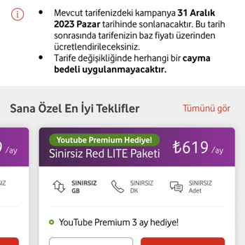 Vodafone Limitsiz Red'li Paketi Fahiş Fiyat Artışı