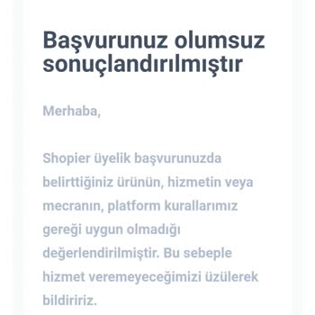 Shopier Başvurum Olumsuz Sonuçlandı