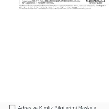 Ziraat Bankası Bilgim Harici Para Çekimi