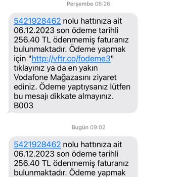 Vodafone Hat Taşıma Fatura Devam Ediyor