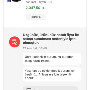 Hepsiburada - Ürün Hatalı Fiyat Sebebiyle İptal Olmuştur.