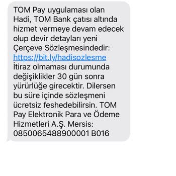 Hadi TOM Pay Tom Hadi Fesih Sorunu