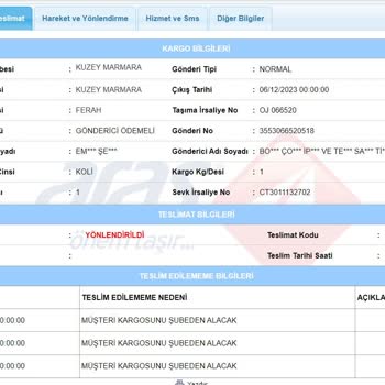 Aras Kargo Kargo İade Düşürme