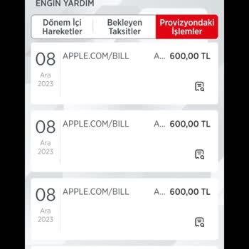 Ziraat Bankası Apple/bıll Bilgim Dışı İşlem