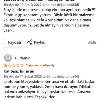 Amazon Türkiye'den Aldığım Laptop Mağduriyeti