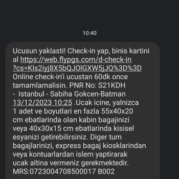 Pegasus Bilet Almadığım Halde Gelen Bilet Mesajları