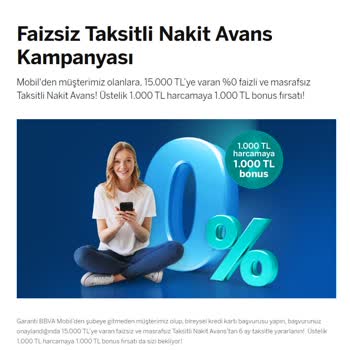Garanti BBVA Faizsiz Taksitli Nakit Avans Reklamı