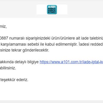 A101 Online'dan Satın Alınan Ürün İadesi