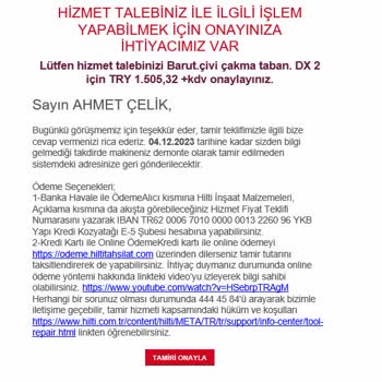Hilti Servisi - Ürünü Garantiye Sokmamak İçin Bahane Arıyor