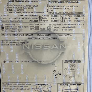 Baykoçlar Nissan Yetkili Servis Nissan Navara Servis Ve Araç Şikayeti