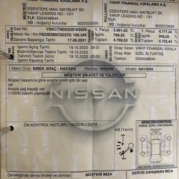 Baykoçlar Nissan Yetkili Servis Nissan Navara Servis Ve Araç Şikayeti