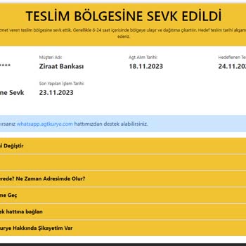 AGT Kurye (aynigunteslim.com) Bir Ay Oluyor Kartım Gelmiyor AGT!