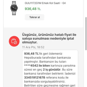 Hepsiburada Hatalı Fiyat Sebebiyle Ürün İptali
