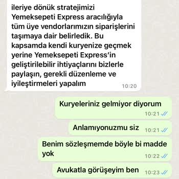 Yemeksepeti Yemek Sepetinin Kendi Kuryemizle Çalışmamızı Onaylamıyor