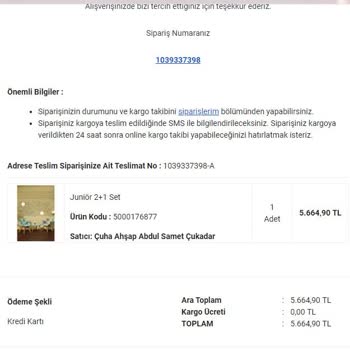 Koçtaş Junior 2+1 Setinde Kargo İle Eksik Parça Gönderilmiş